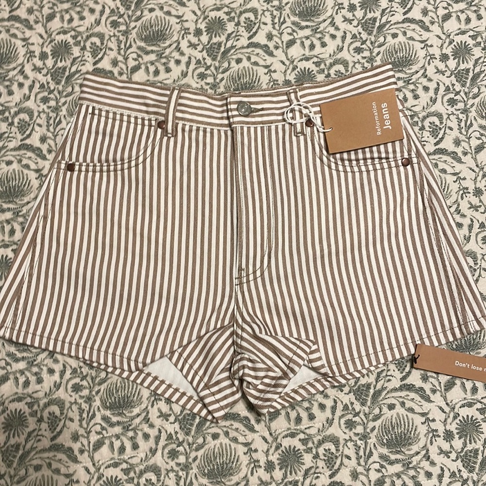Reformation pinstripe shorts